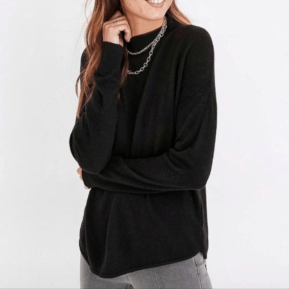 Madewell Black Longsleeve Ashbury Mockneck Wool Alpaca Women's Sweater | Size S